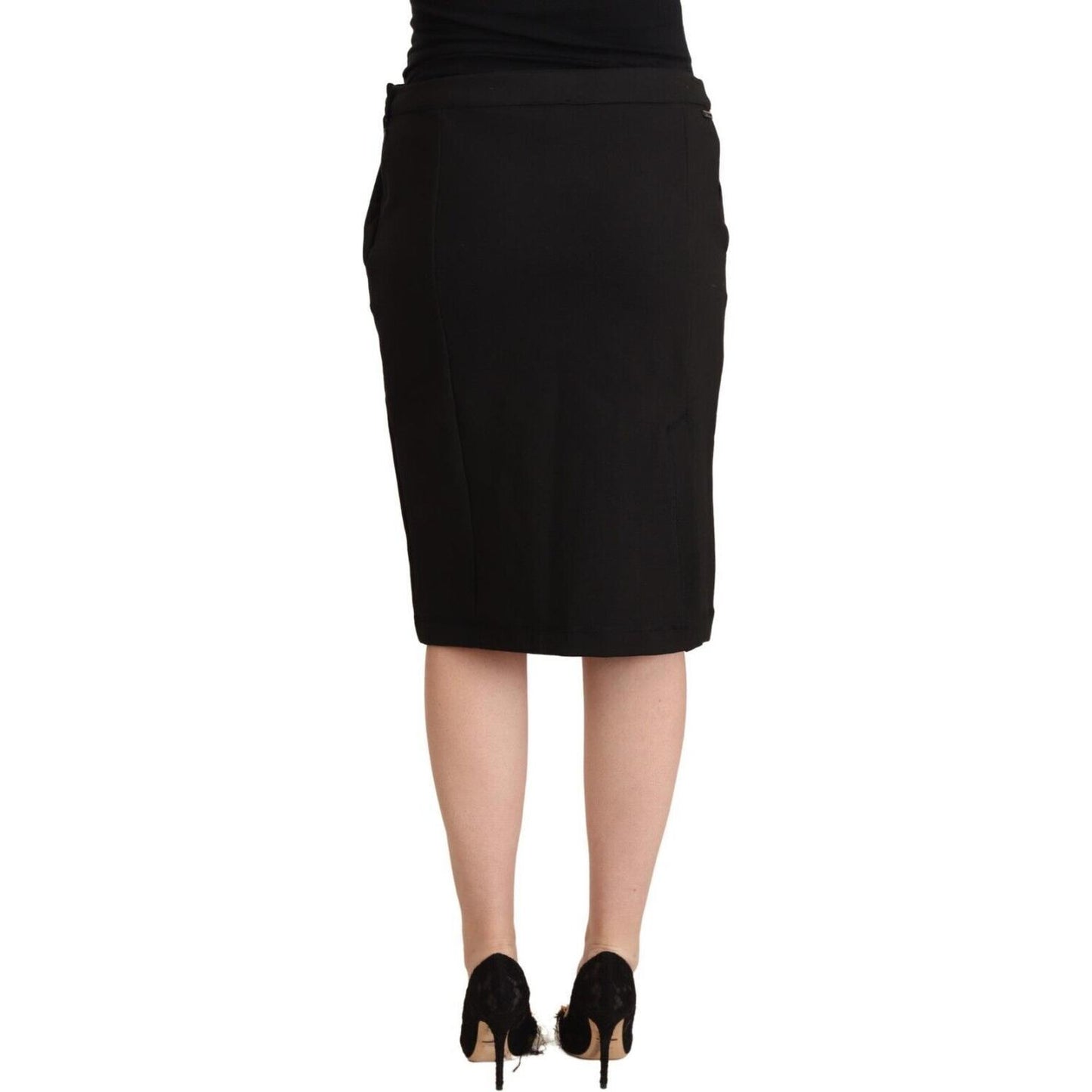 GF Ferre Black Straight Pencil Cut Knee Length Skirt GF Ferre