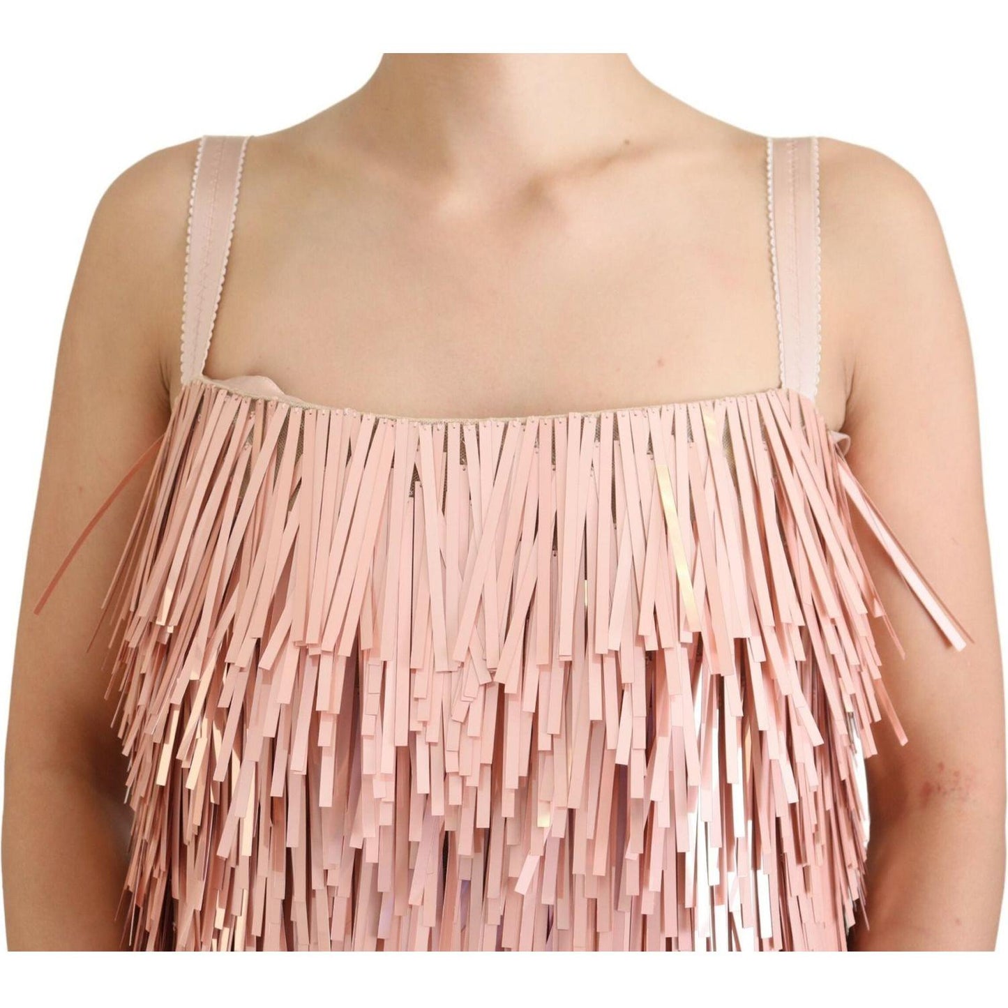 Dolce & Gabbana Pink Tinsel Sleeveless Shift A-line Dress Dolce & Gabbana