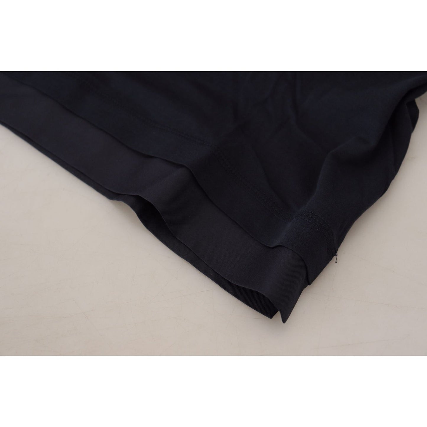 Dolce & Gabbana Blue Cotton Button Crewneck Pullover Sweater