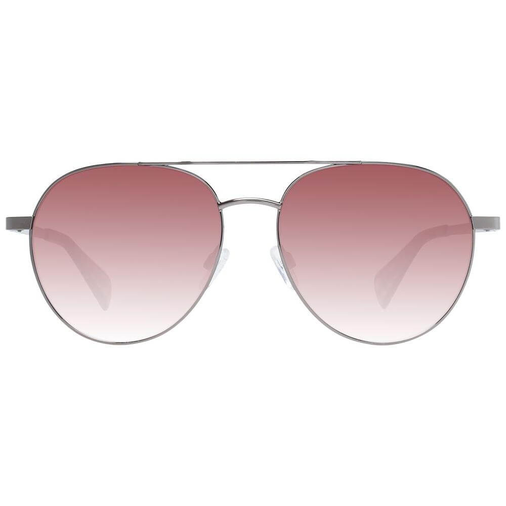 Ted Baker aviator sunglasses for men in gunmetal with gradient brown lenses, full-rim metal frame, 100% UVA & UVB protection, size 57-16-140.