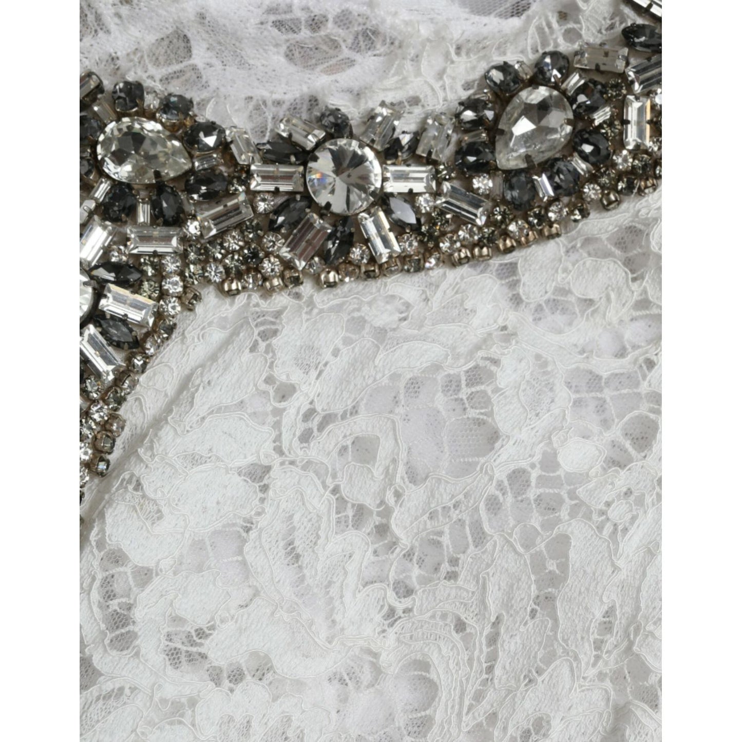 Dolce & Gabbana White Lace Crystal Embellished Shift Dress Dolce & Gabbana