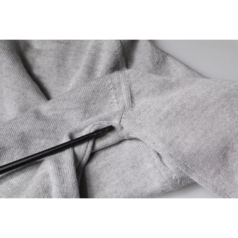 Dolce & Gabbana Light Gray Wool Crew Neck Pullover Sweater TSH86993-48