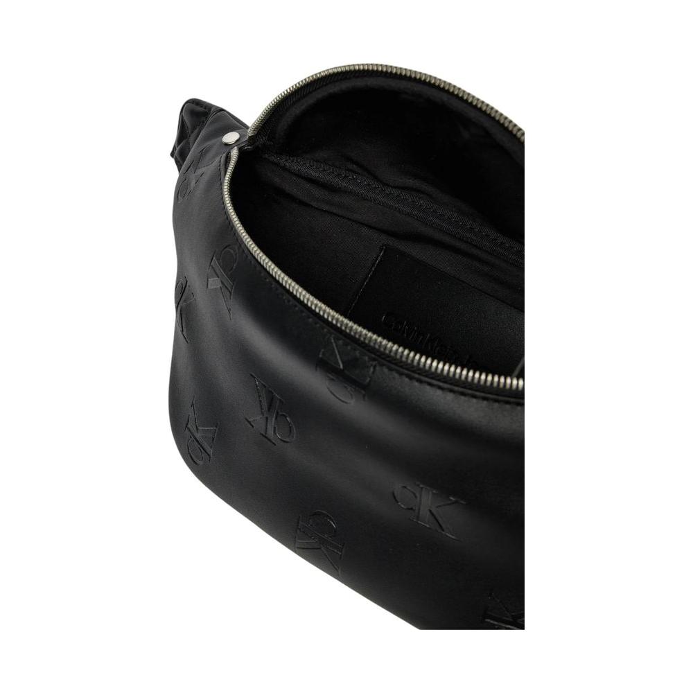 Calvin Klein Jeans black men's bag, Fall/Winter collection, made of 100% polyurethane with embossed logo detail.