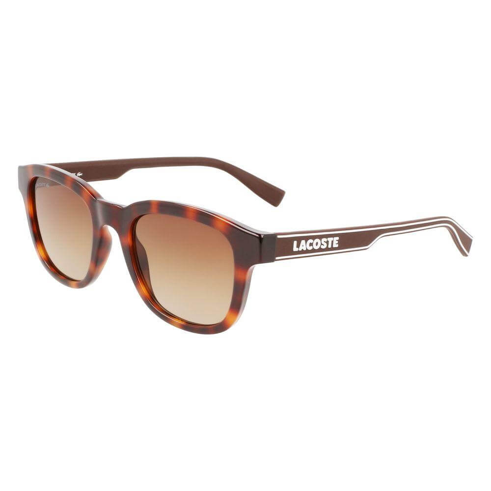 Lacoste Bicolor Injected Sunglasses L966S-230 in Havana with UV filter, measures 50/20/145mm, gradient brown lenses for men.