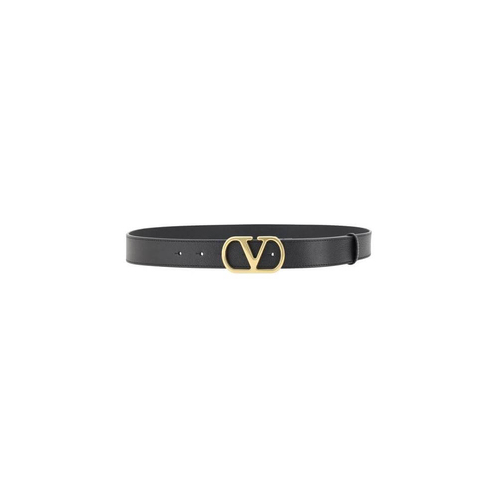 Valentino Garavani VLogo leather belt with gold buckle, elegant accessory for stylish outfits and refined design.