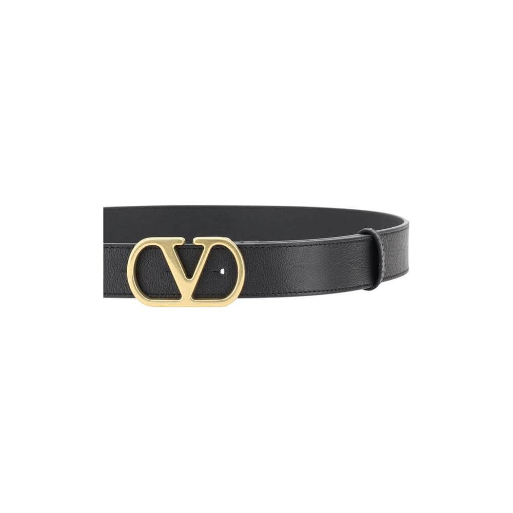 Valentino Garavani leather belt with contrasting VLogo buckle, perfect for adding sophistication and style to any outfit.