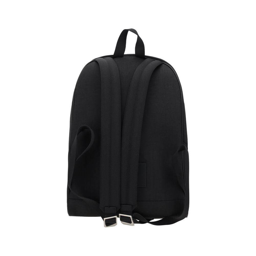 Back view of a Saint Laurent City Backpack featuring adjustable padded shoulder straps and a top handle for comfort.