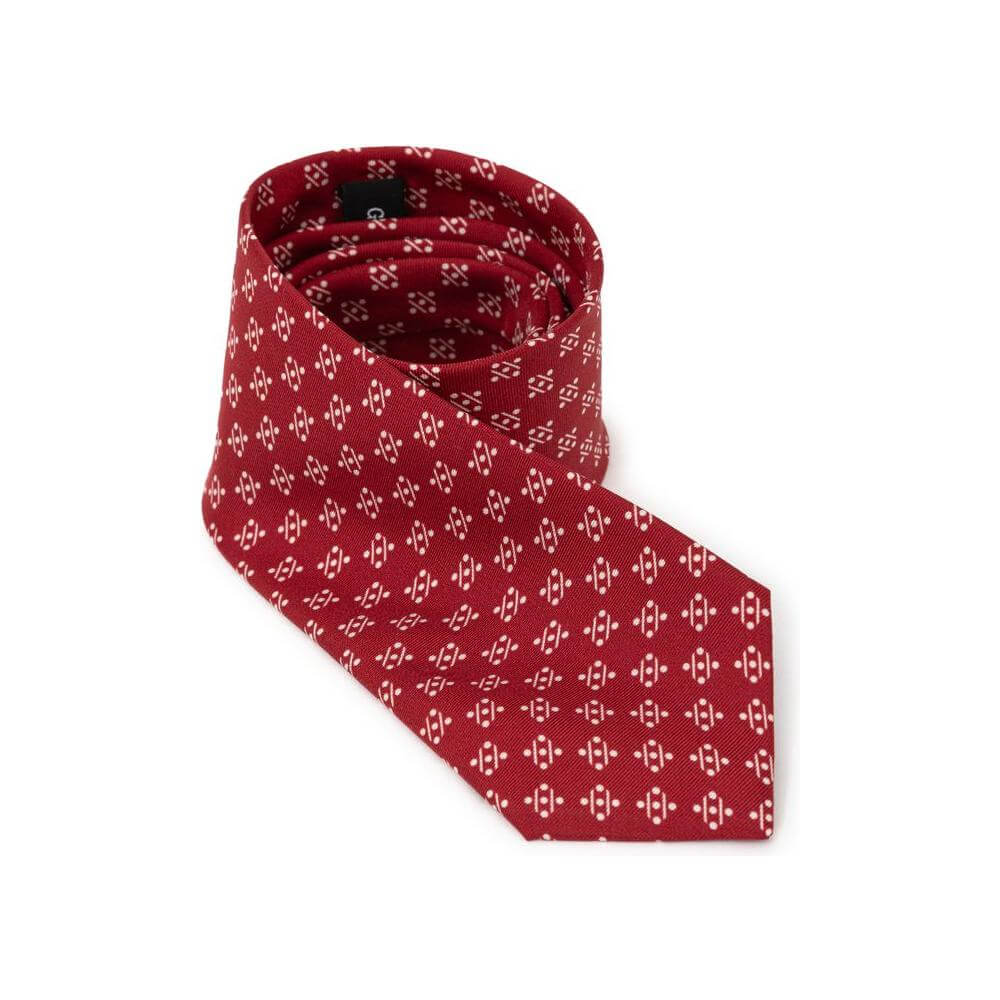 Giorgio Armani red silk tie with jacquard symmetrical pattern, made in Italy, product SKU: 24OTT328
