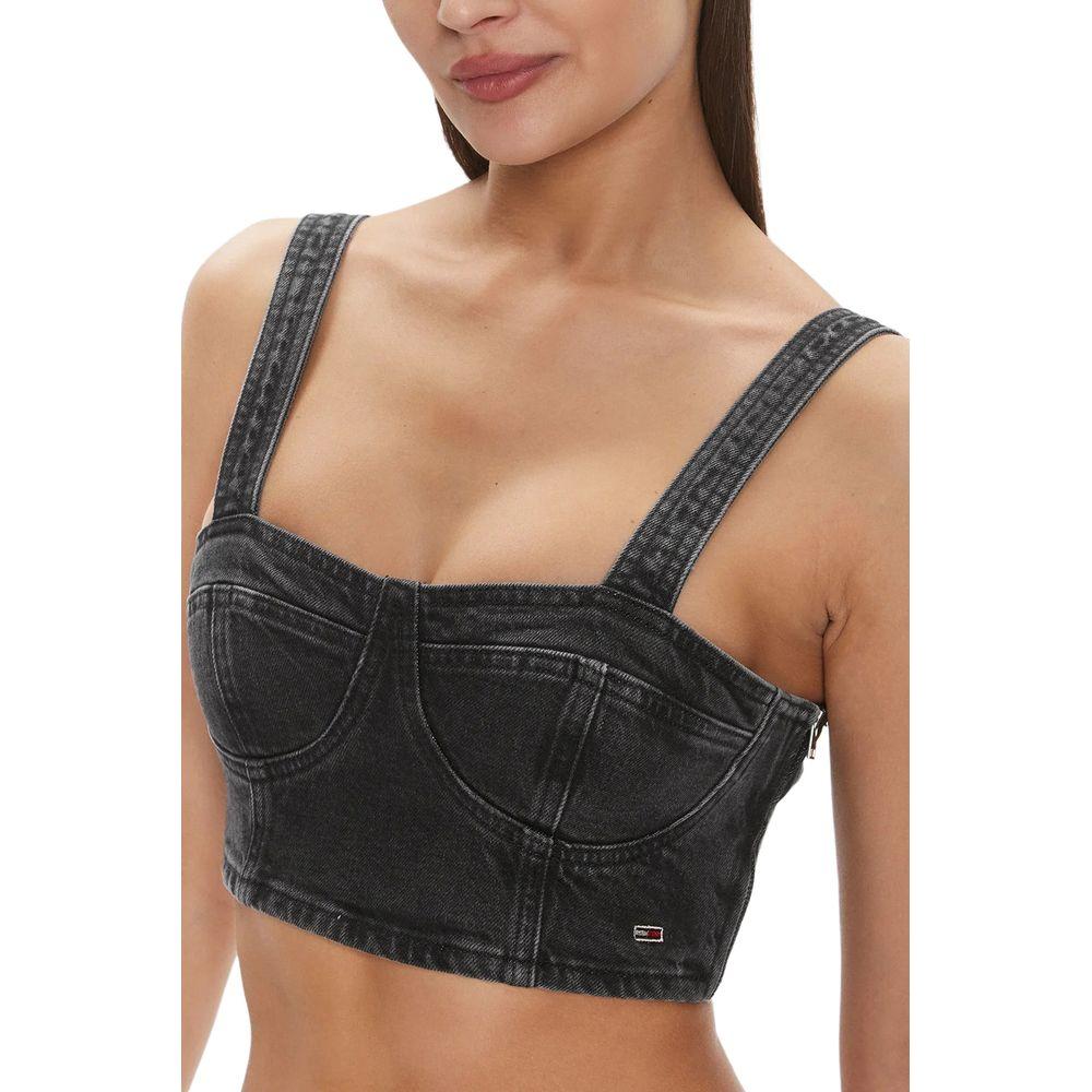 Tommy Hilfiger Jeans Black Recycled Cotton Tops & T-Shirt