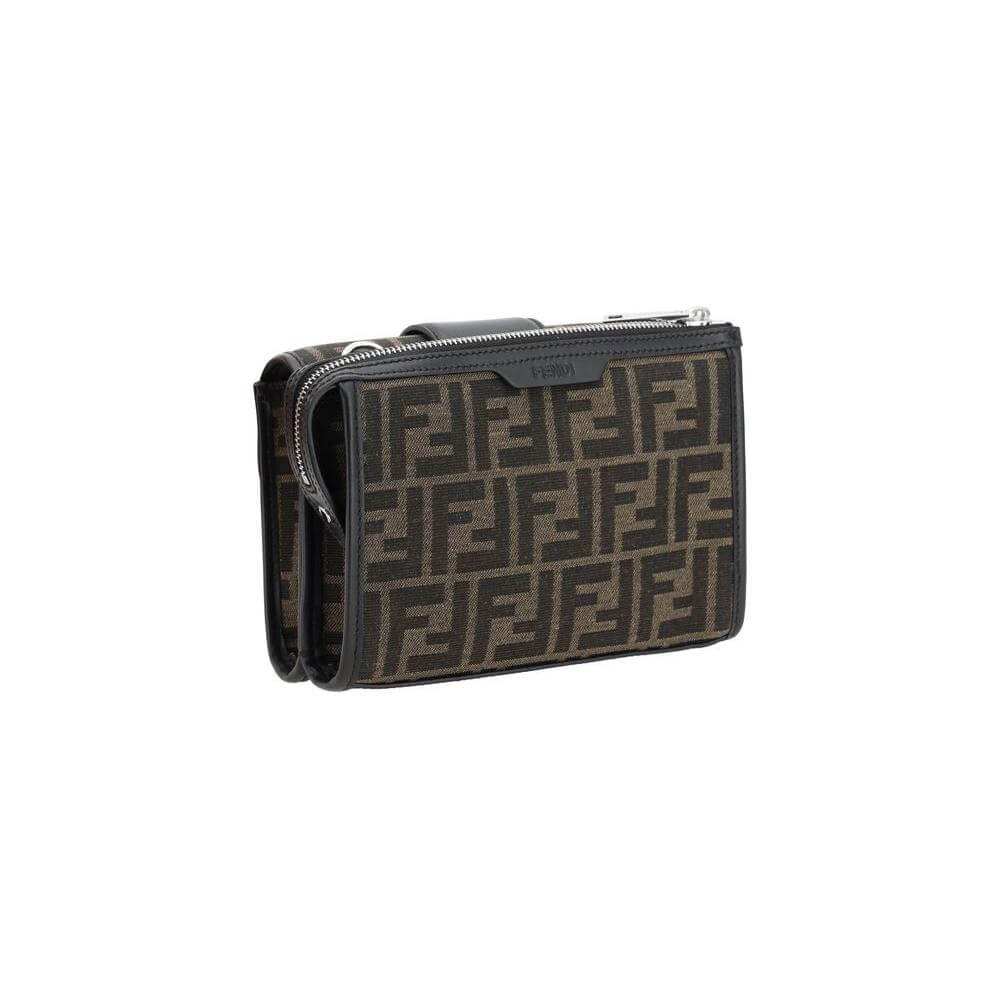 Fendi Double Baguette Shoulder Bag with FF logo and adjustable strap.