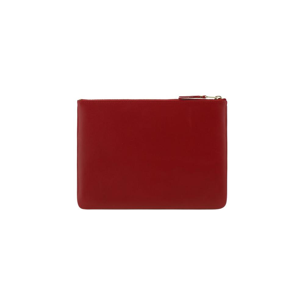 Red Comme Des Garçons Classic Leather Pouch with zip closure from the Classic Leather Line collection.