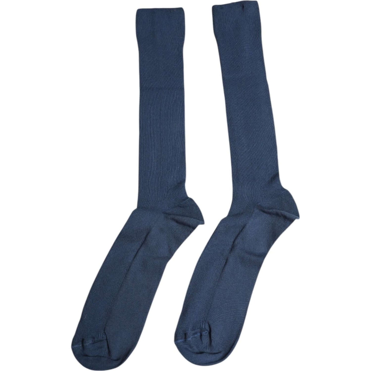Dolce & Gabbana blue cotton over the calf socks for men featuring DG logo, made in Italy.