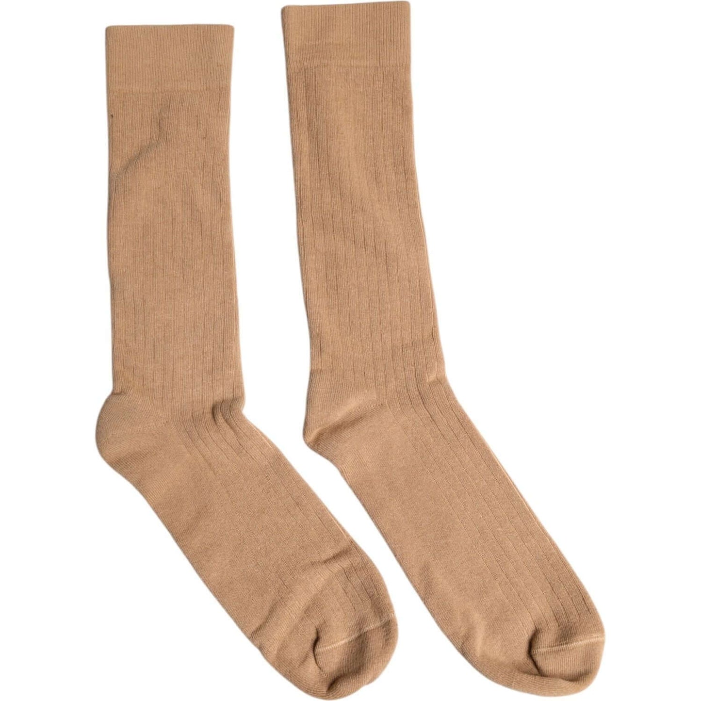 Dolce & Gabbana brown cotton mid calf men's socks with logo details, made in Italy.