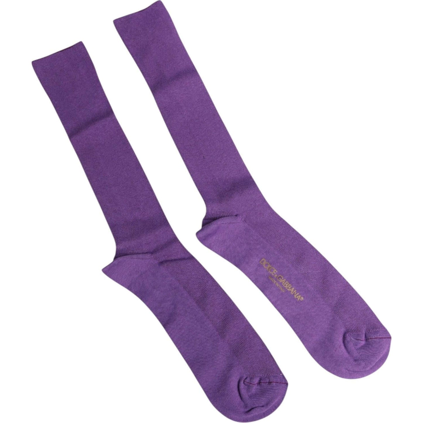 Dolce & Gabbana purple cotton over-the-calf socks with logo detailing for men