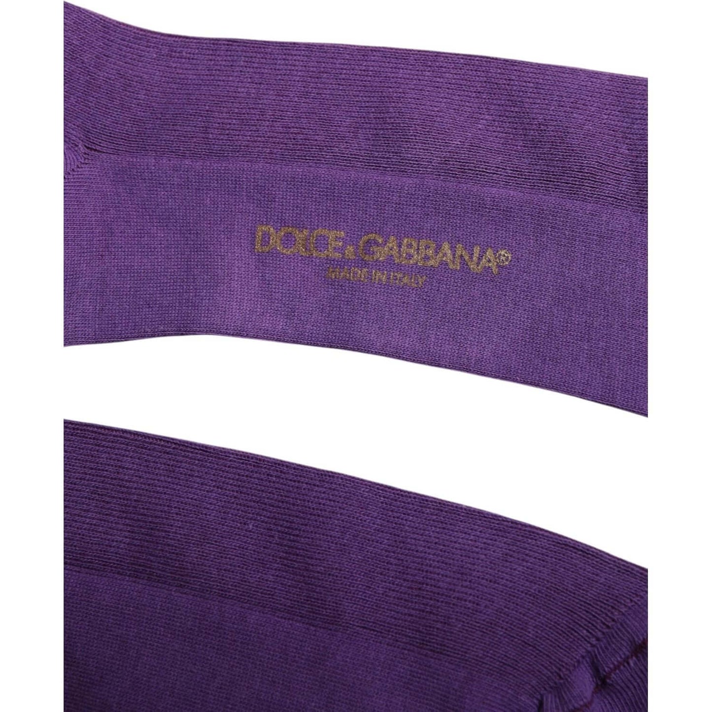 Dolce & Gabbana purple cotton over the calf socks with logo, men's fashion accessory from Italy.