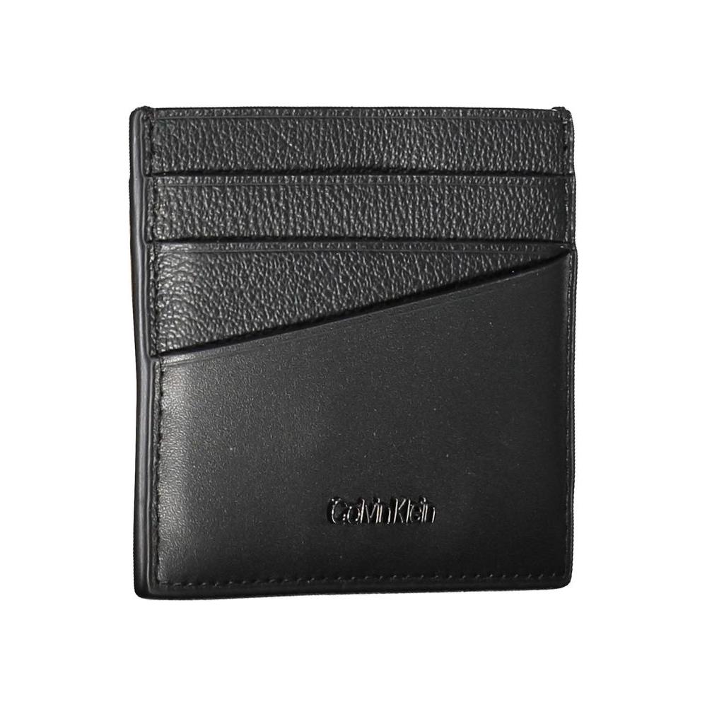 Calvin Klein elegant leather card holder in black with logo, featuring multiple card slots and sleek design for the modern gentleman.