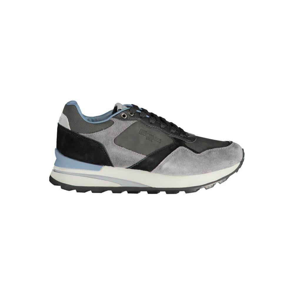 Blauer Gray Polyethylene Men's Sneaker with laces, removable footbed, and contrasting details, featuring Blauer logo.