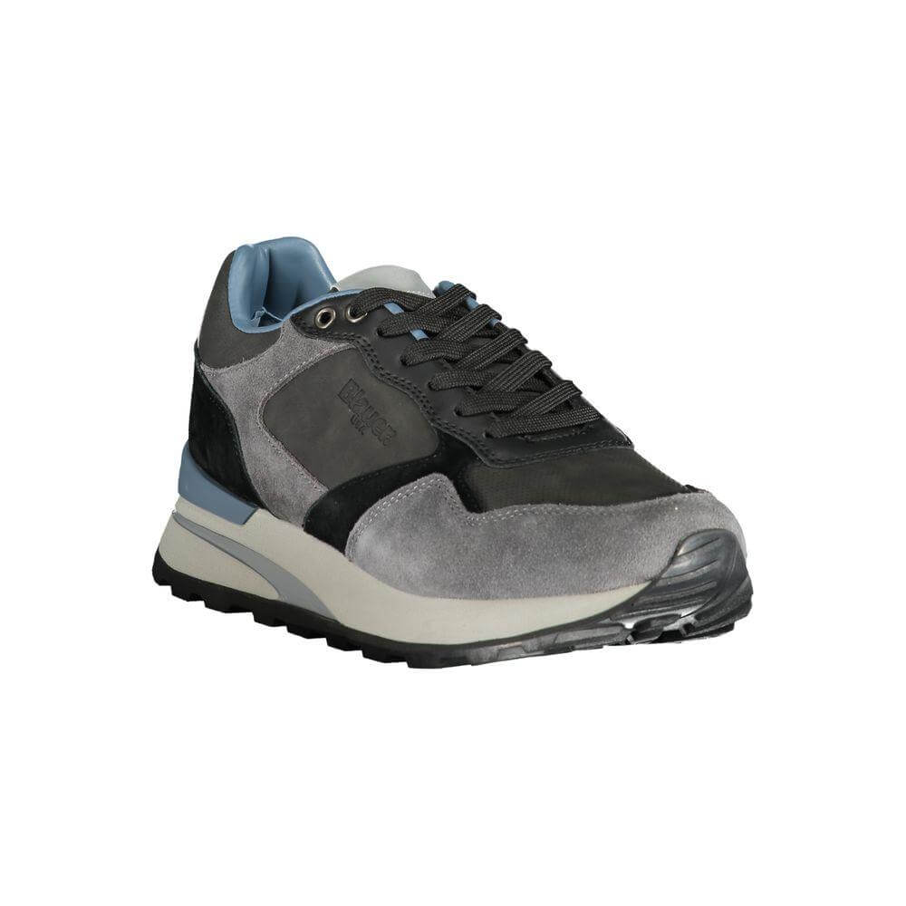 Blauer Gray Polyethylene Men's Sneaker with laces and logo, featuring a removable footbed and stylish gray and blue design.