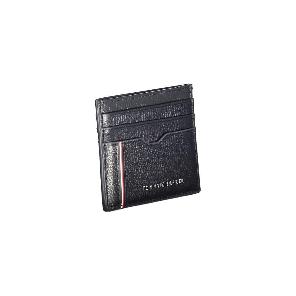 Tommy Hilfiger blue leather men's wallet with sleek design, card slots, and iconic logo. Ideal for stylish organization.