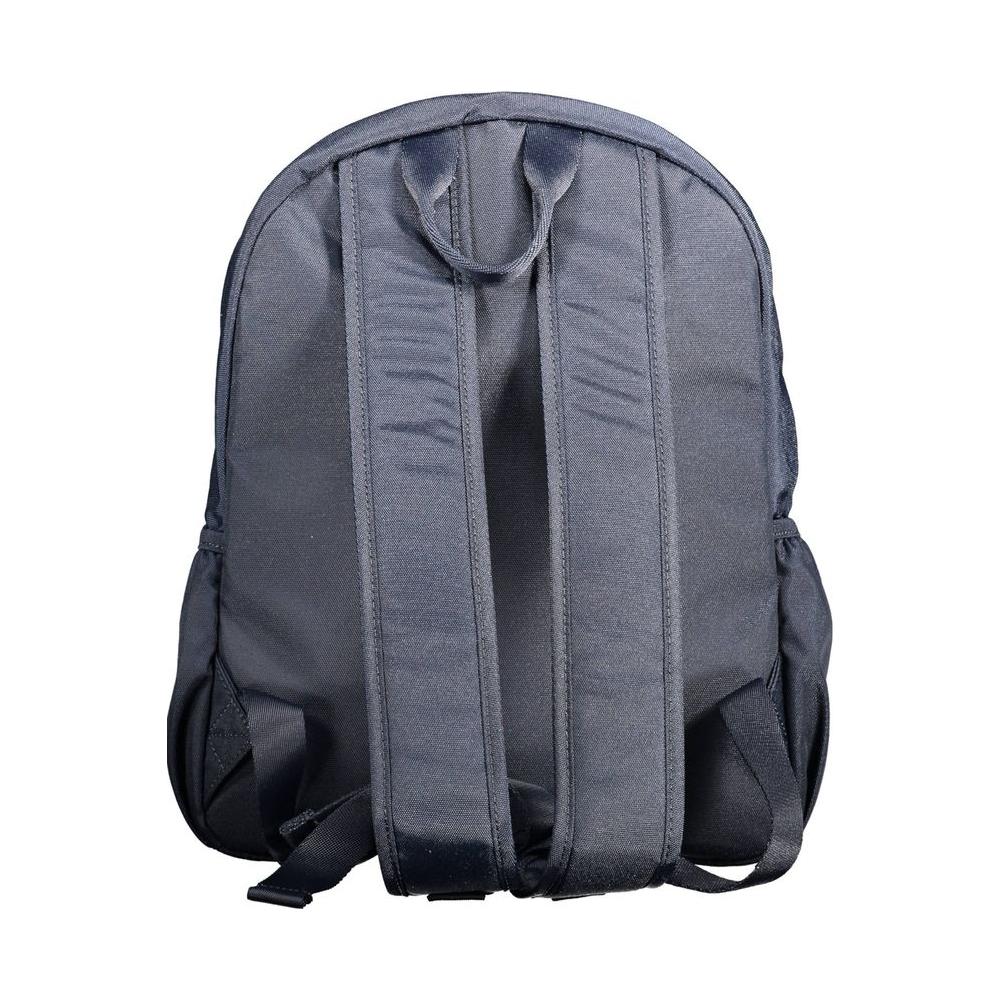Back view of Tommy Hilfiger Blue Polyester Men's Backpack with adjustable straps and eco-friendly design.