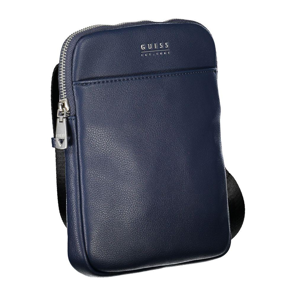 Guess Jeans Sleek Blue Shoulder Bag with adjustable strap, ample storage, and secure zip closure, ideal for stylish functionality.
