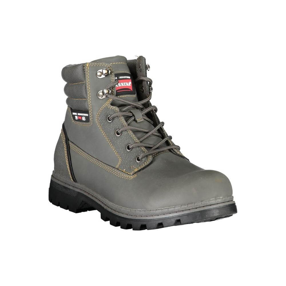 Carrera gray polyester men's lace-up boot with contrasting details and logo, high-fashion and durable footwear for versatile styling.