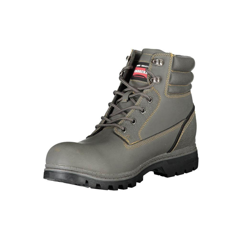 Carrera gray polyester men's lace-up boot with logo, featuring durable design and stylish contrasting details.