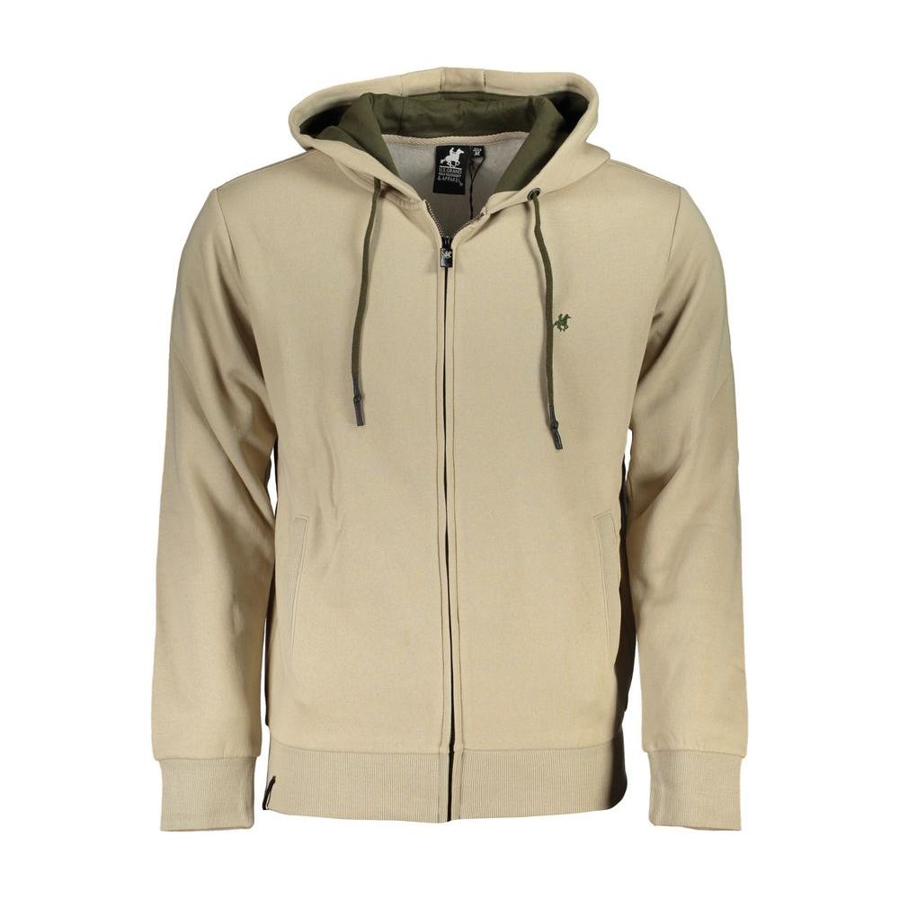 U.S. Grand Polo Chic Beige Hooded Zip Sweater