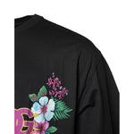 Dolce & Gabbana Black Cotton DG Floral Print Crewneck T-shirt
