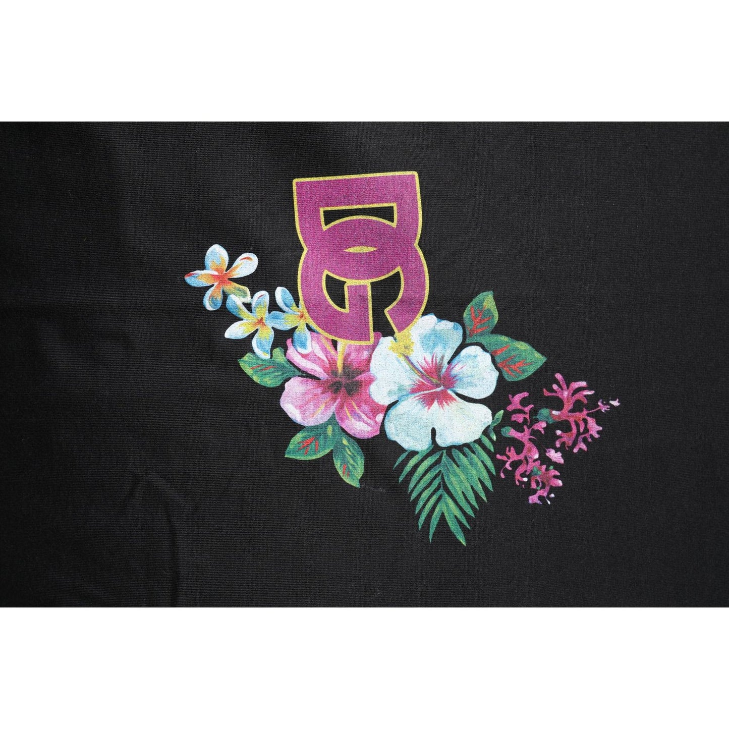 Dolce & Gabbana Black Cotton DG Floral Print Crewneck T-shirt