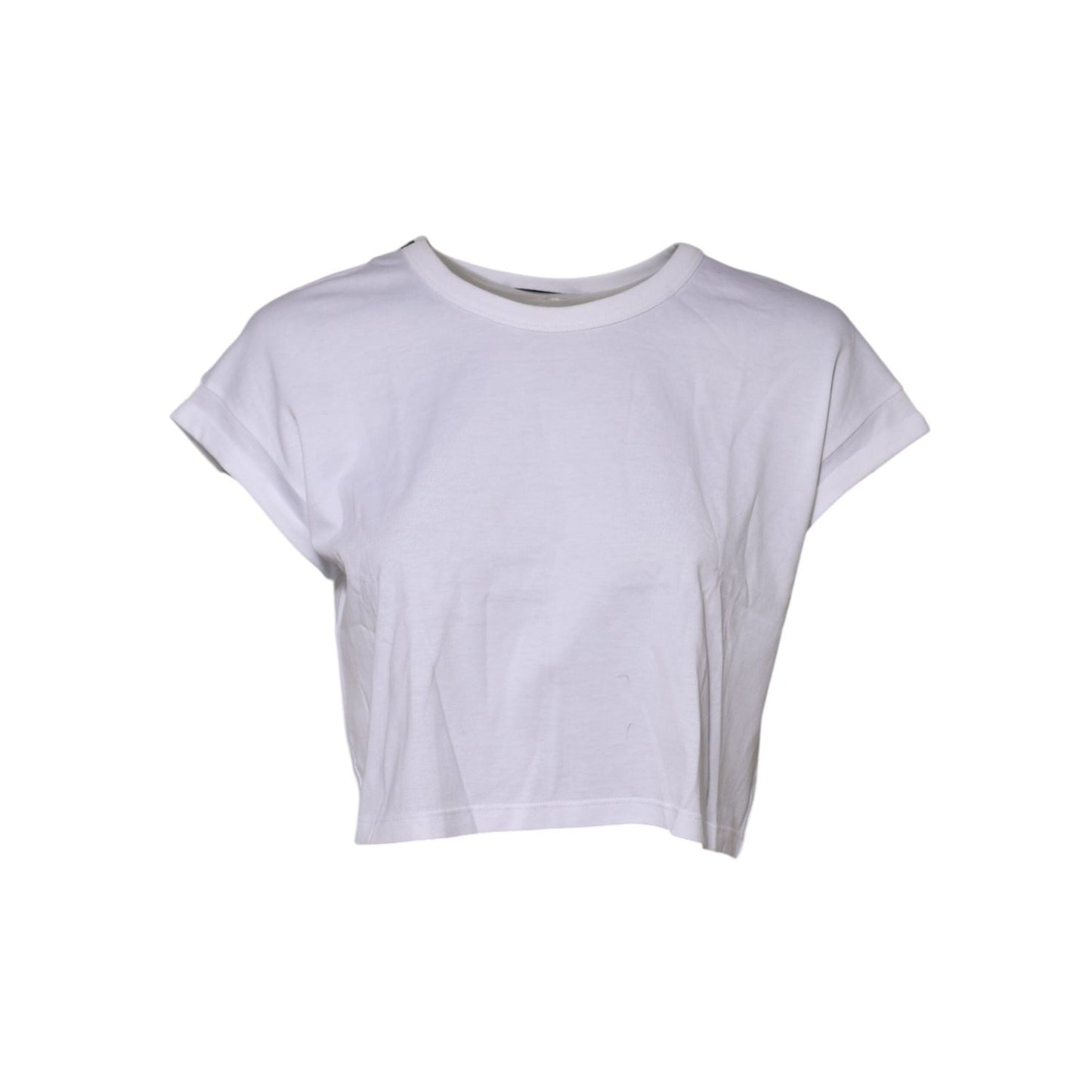 Dolce & Gabbana White Cotton Short Sleeves Cropped T-shirt TSH90677-36