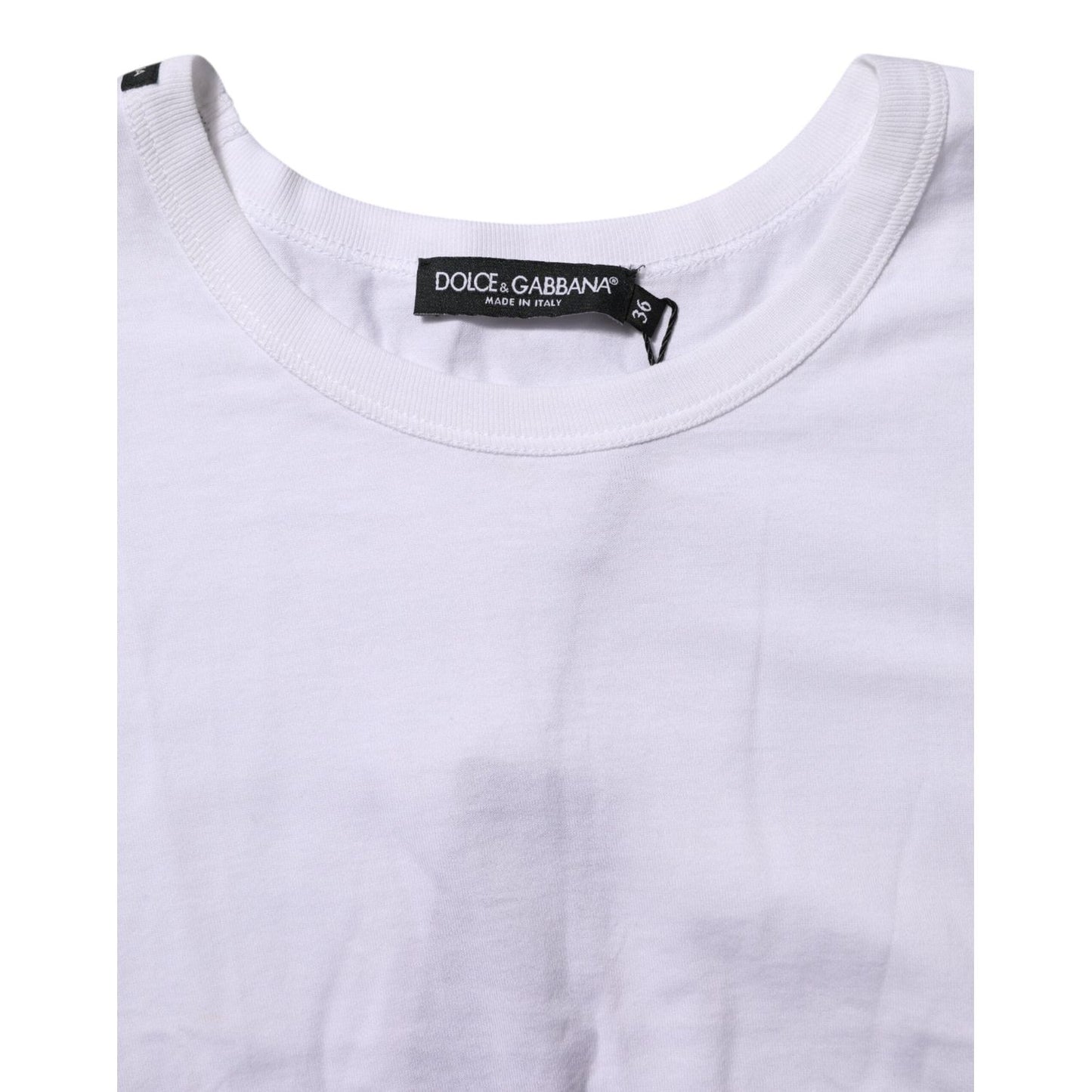Dolce & Gabbana White Cotton Short Sleeves Cropped T-shirt TSH90677-36
