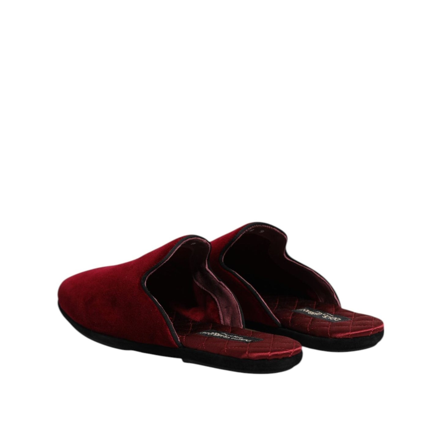 Dolce & Gabbana Red Viscose Velvet Slides Flat Slipper Shoes MV7557-43