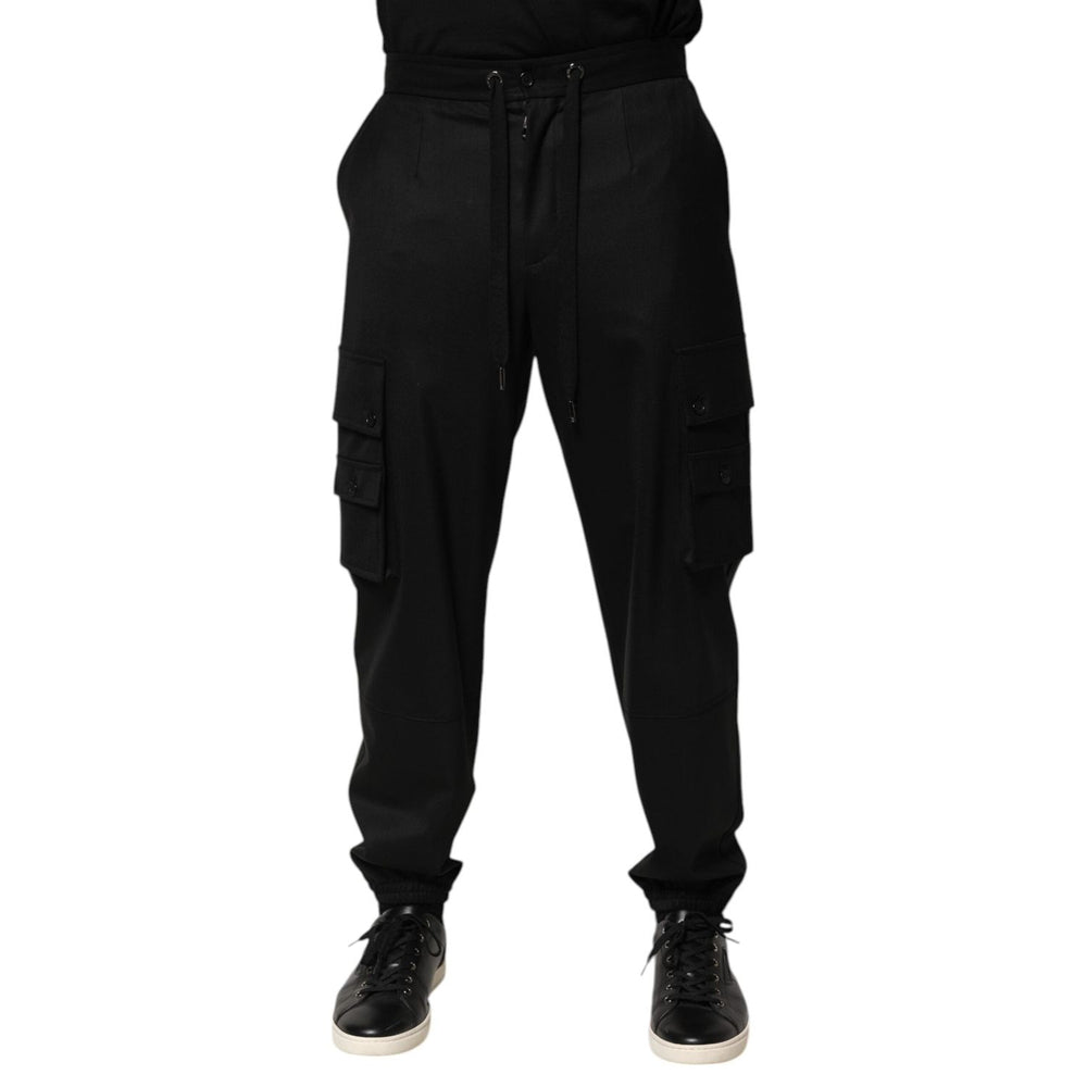 Dolce & Gabbana Solid Black Cargo Jogger Men Sweatpants Pants PAN76614-48