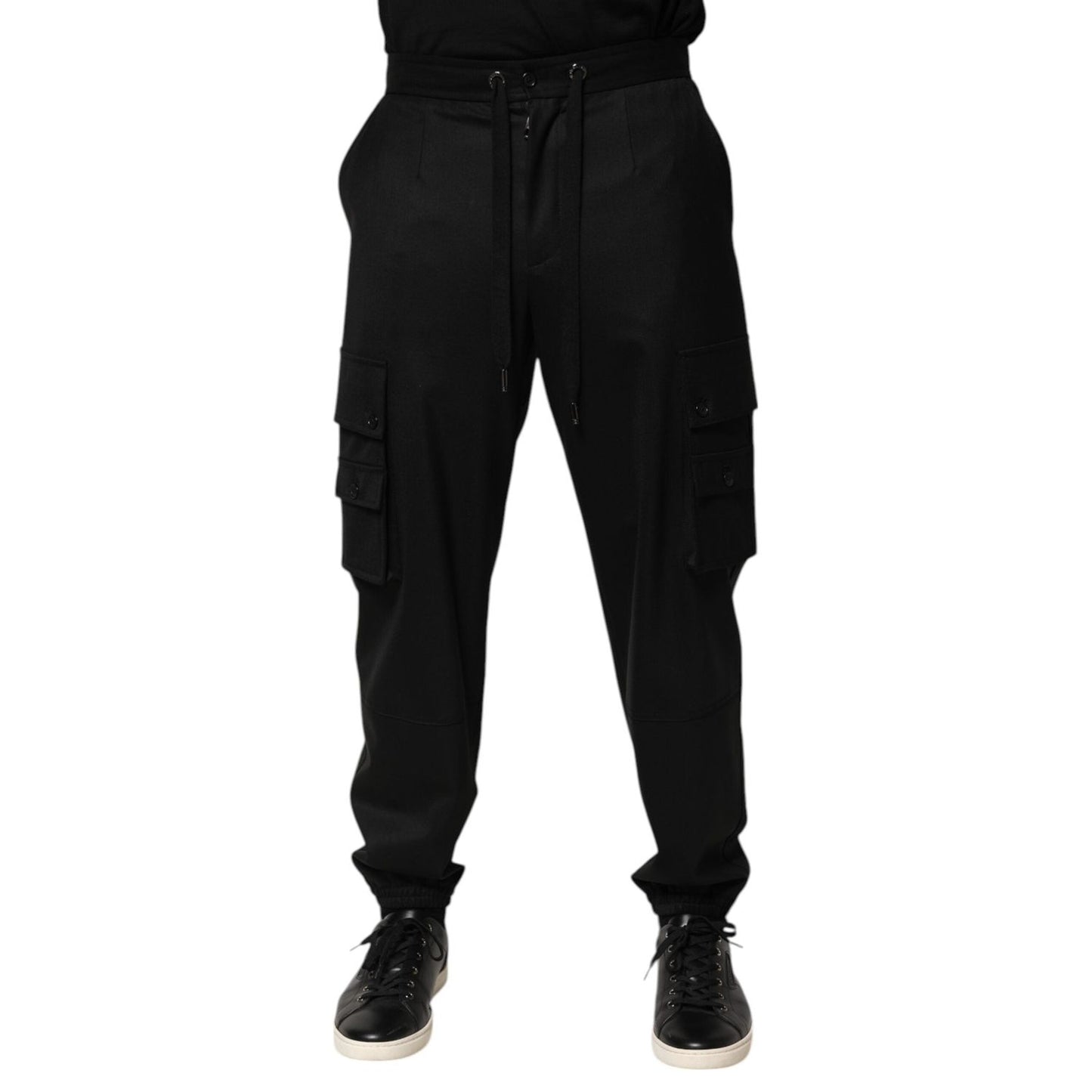 Dolce & Gabbana Solid Black Cargo Jogger Men Sweatpants Pants PAN76614-48
