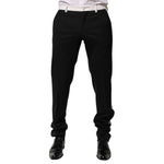 Dolce & Gabbana Black White Stripe Wool Men Trouser Pants PAN76613-48