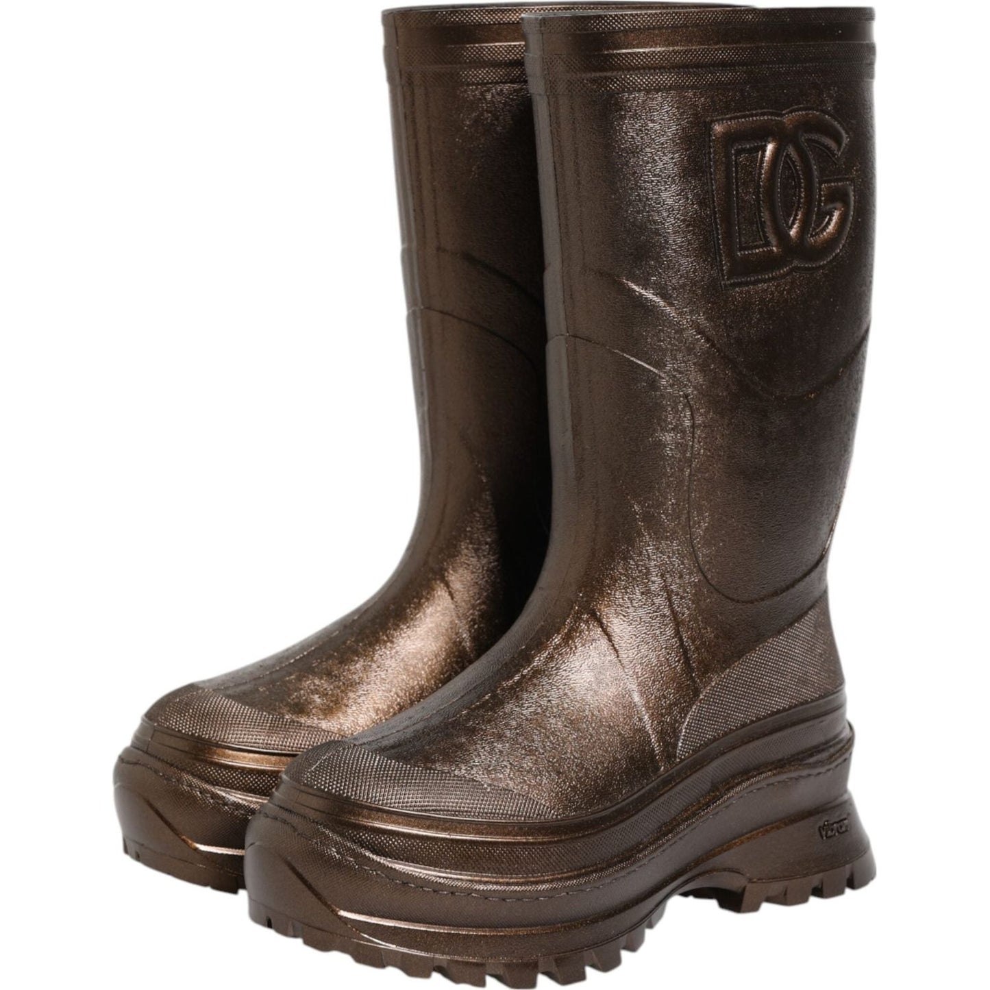 Dolce & Gabbana Metallic Bronze Pull On Rain Boots Shoes LA12769-41