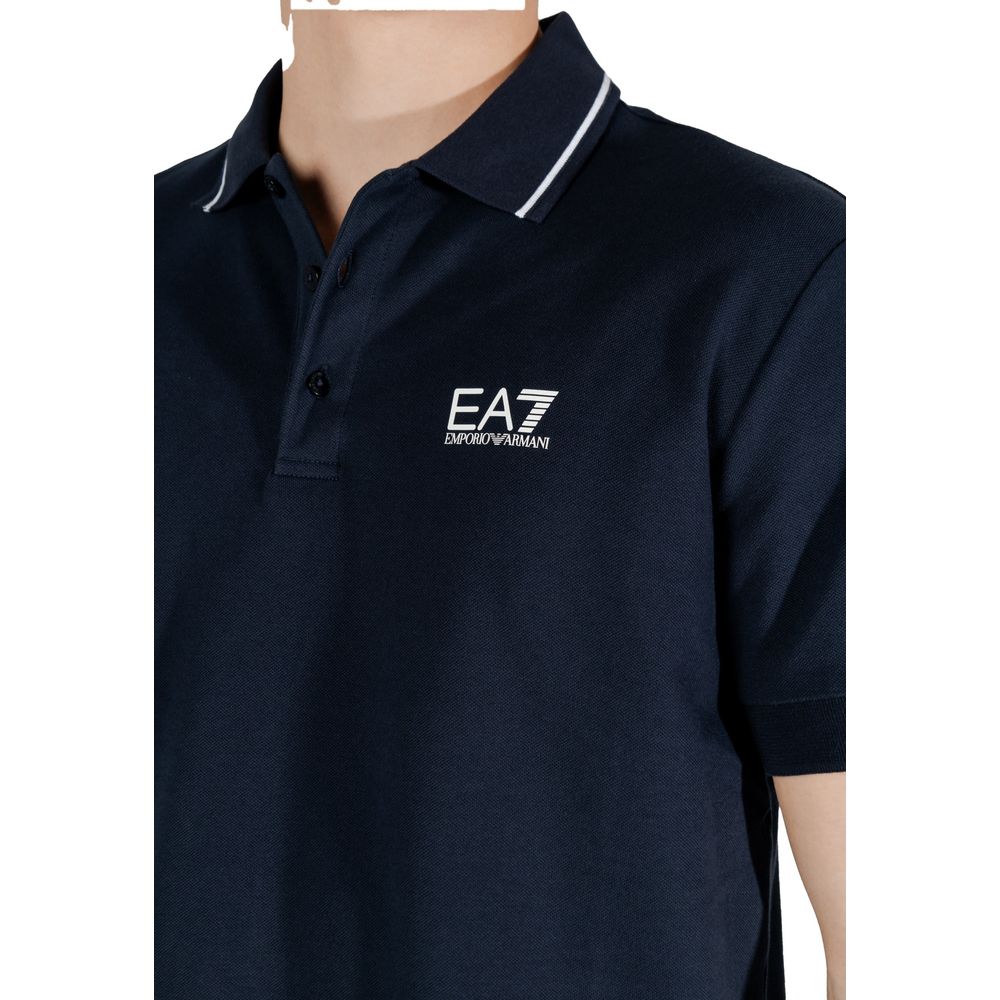 EA7 Emporio Armani Blue Cotton Polo Shirt EA7 Emporio Armani