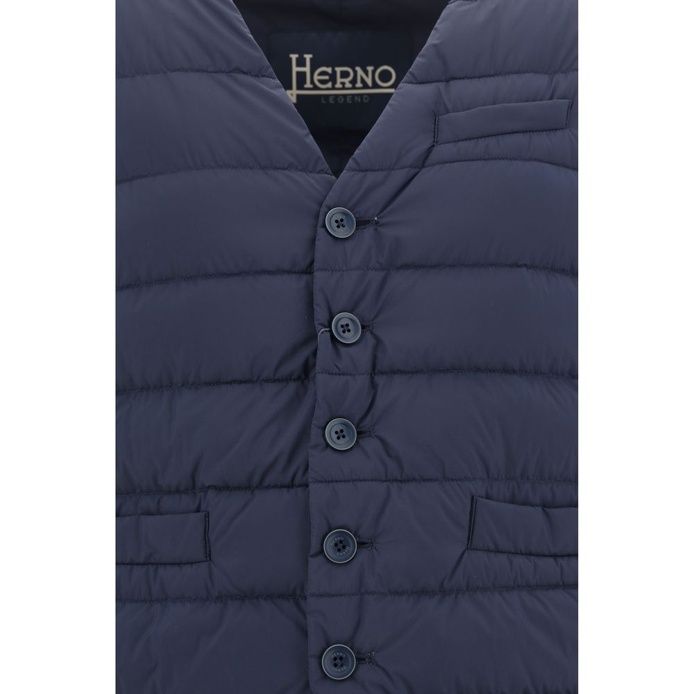 Herno Blue Polyamide Sleveless Jacket Herno
