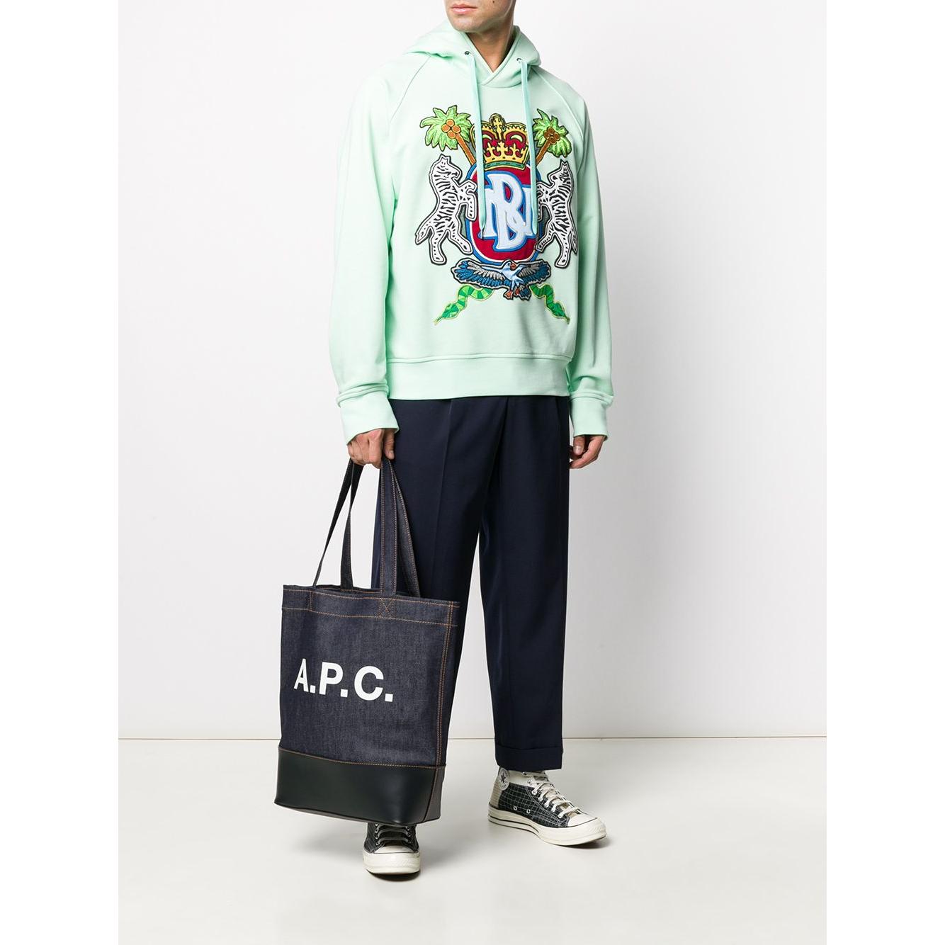 A.P.C. logo print denim tote