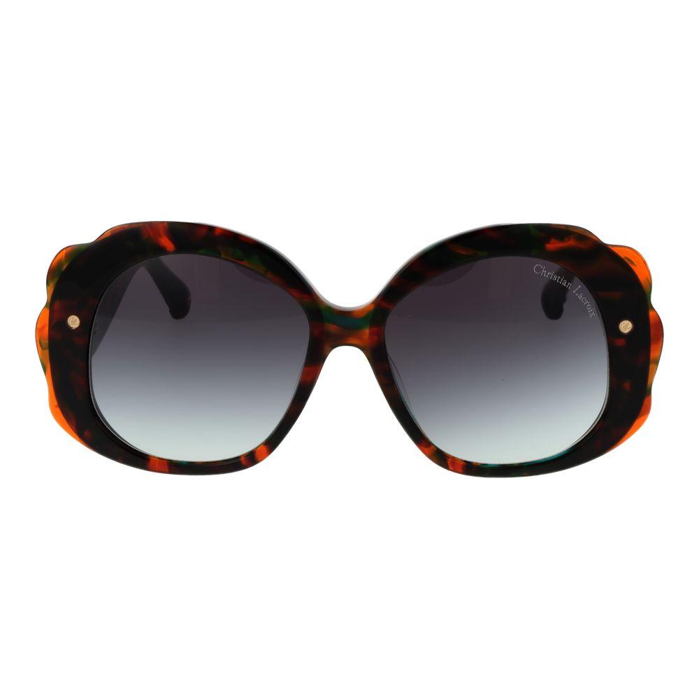 Christian Lacroix multicolor women sunglasses in butterfly style with grey gradient lenses and full-rim acetate frame.