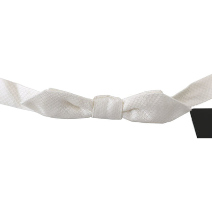 Dolce & Gabbana White 100% Silk Slim Adjustable Neck Papillon Men Tie 1728,67345645728,Accessories,Bowties - Ties and Formal Accessories - Accessories,Dolce & Gabbana,Material: 100% Silk,Men,Men - Accessories,New with tags,Ties & Bowties - Men - Accessori