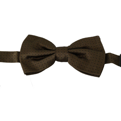 Dolce & Gabbana Brown Polka Dots Silk Adjustable Neck Papillon Men Bow Tie Bow Tie
