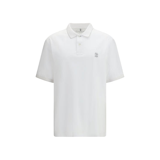 Brunello Cucinelli White Cotton Polo Shirt 1728,72470364320,Brunello Cucinelli,Clothing,L,M,Men,New with tags,Polo Shirts - T-Shirts - Clothing,S,T-Shirts - Clothing,White,XL,XXL