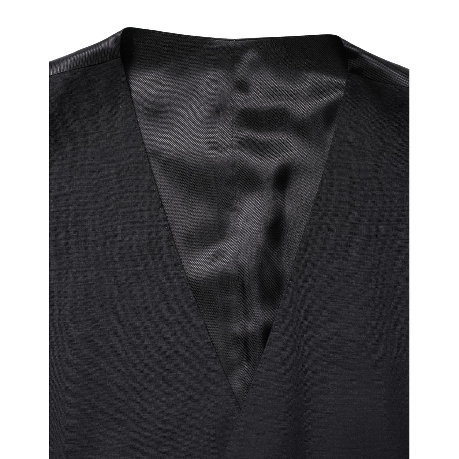 Dolce & Gabbana Black Wool Single Breasted Waistcoat Vest