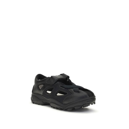 Y-3 Black Calf Leather Bos Taurus Flat Sandals