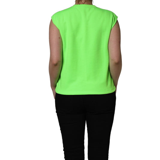 Dolce & Gabbana Neon Green DG Sequined Sleeveless Jersey Top
