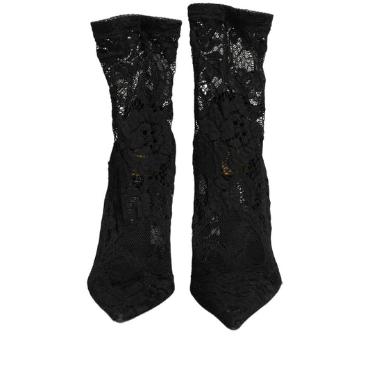 Dolce & Gabbana Black Socks Taormina Lace Pumps Boots Shoes