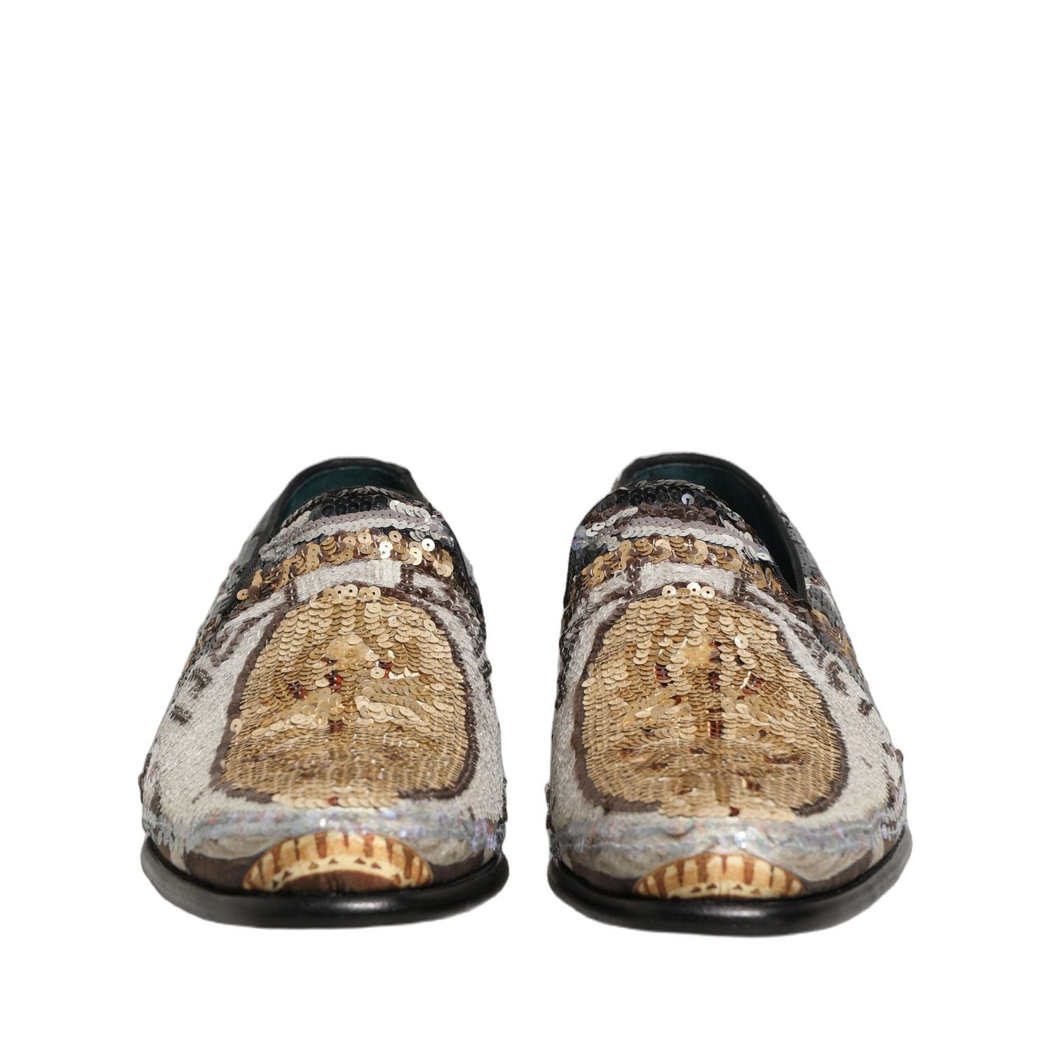 Dolce & Gabbana Multicolor Embroidered Sequin Loafers Shoes
