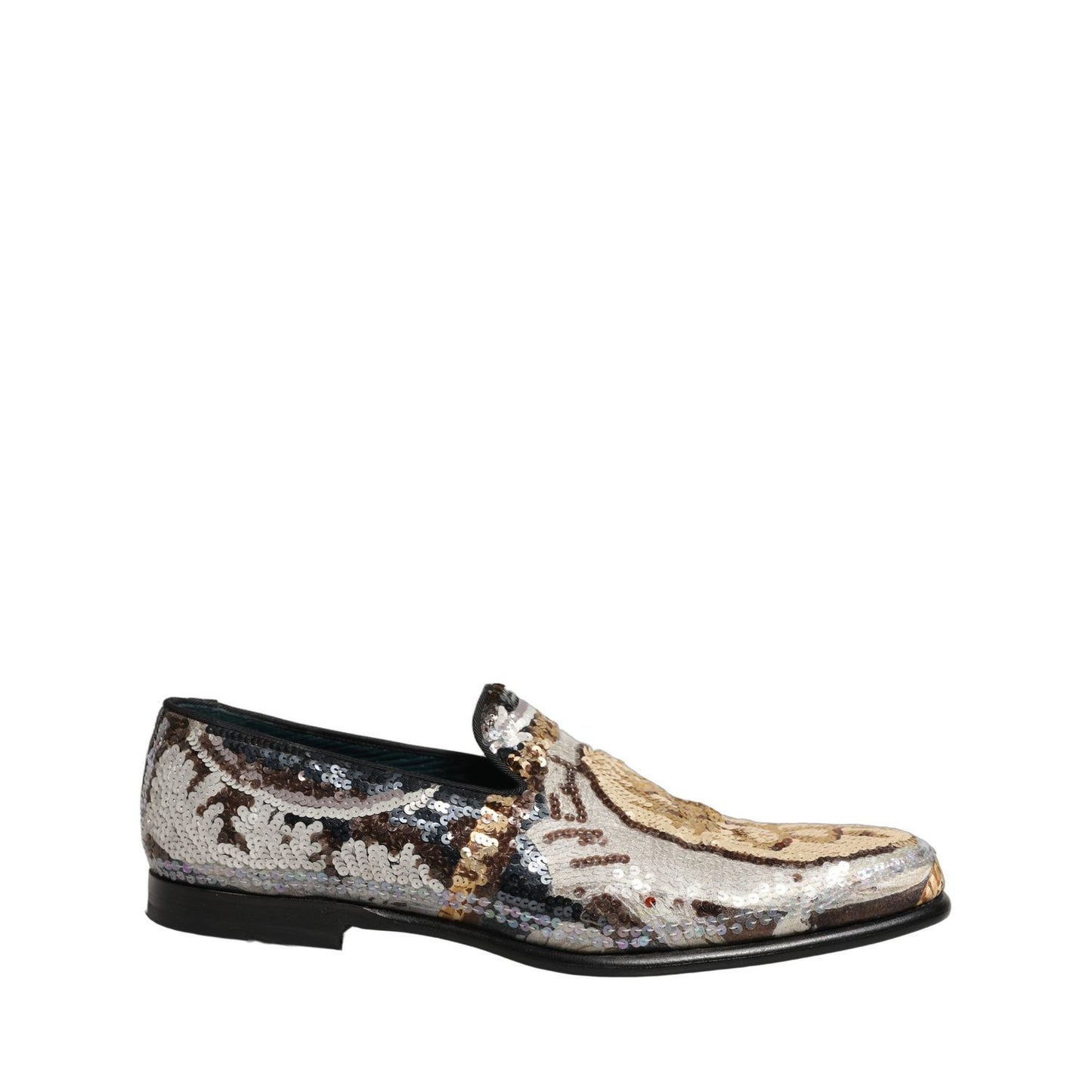 Dolce & Gabbana Multicolor Embroidered Sequin Loafers Shoes